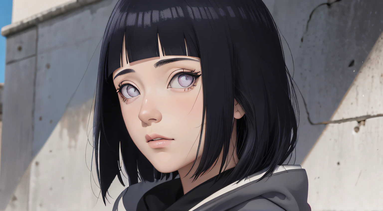 retrato de rosto, obra-prima, absurdos, Hinata \ (Boruto \), 1girl, sozinho, matural female, moletom roxo,