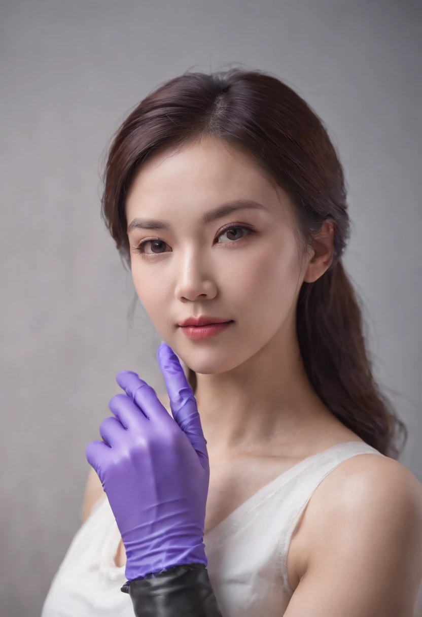 (top-quality、超A high resolution:1.2) (Silver&Red leather sleeveless dress:1.1)(White Gloves) Event Venues、Photos of beautiful Japan women