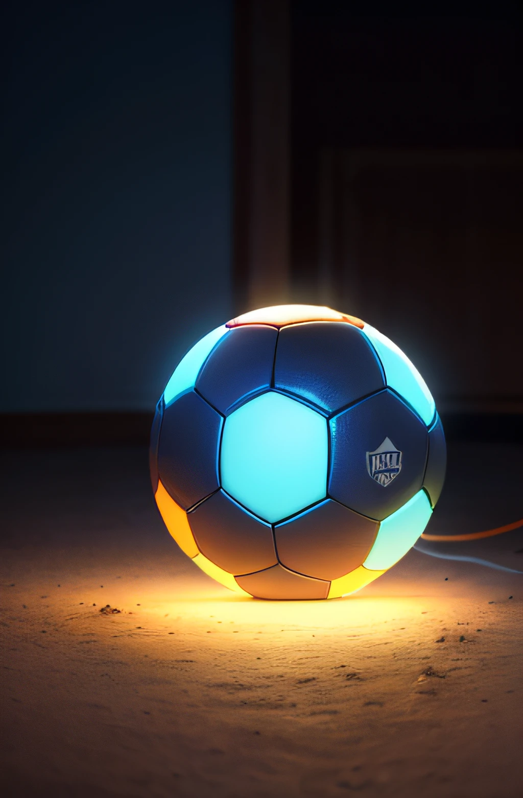 pelota de futbol, luminoso neon realistic.