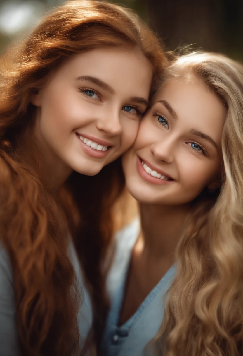 ((( 2 girls, 16 years old))) ultra realistic, cute smile, beautiful face