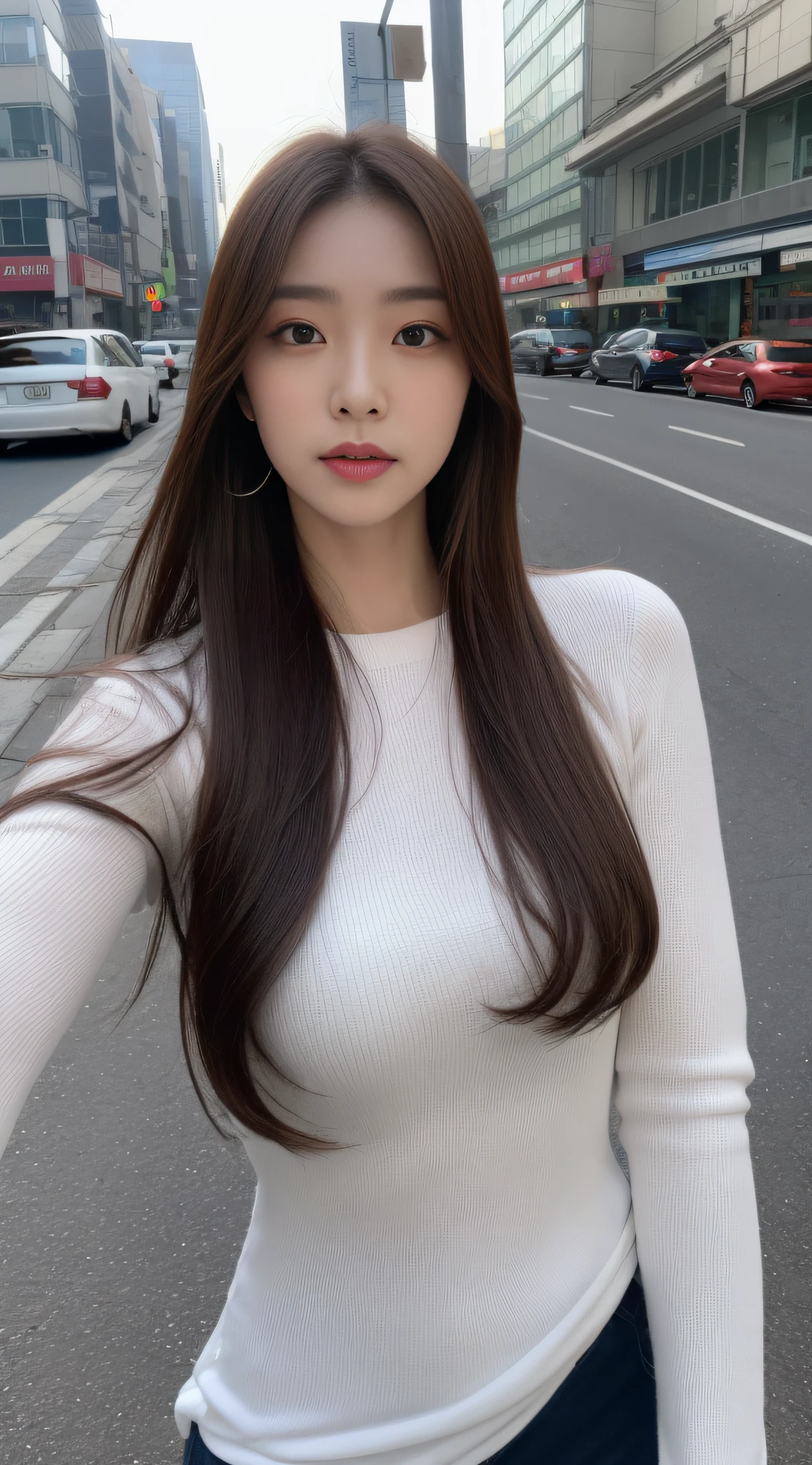 Full body angle、((highest quality, 8K, masterpiece:1.3)), concentrated:1.2, Perfect body beauty:1.4, Hips:1.2, ((Delicate Hair)), (Colorful lettuce cut mock neck see-through top without bra、 :1.1) , ((highest quality、8K、masterpiece:1.3))、1 Girl、A sloppy smile、Esbian all over、Slim face、Big 、Beautiful woman、(Dark Brown Hair)、Long Hair、1.1、Flickering Valley、Detailed eyes、double eyelid、Blurred Background、超Slim face、Looking down、garden、