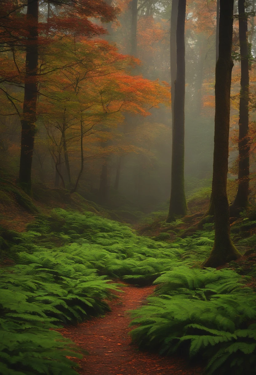 Um perdido numa floresta com cores vivas