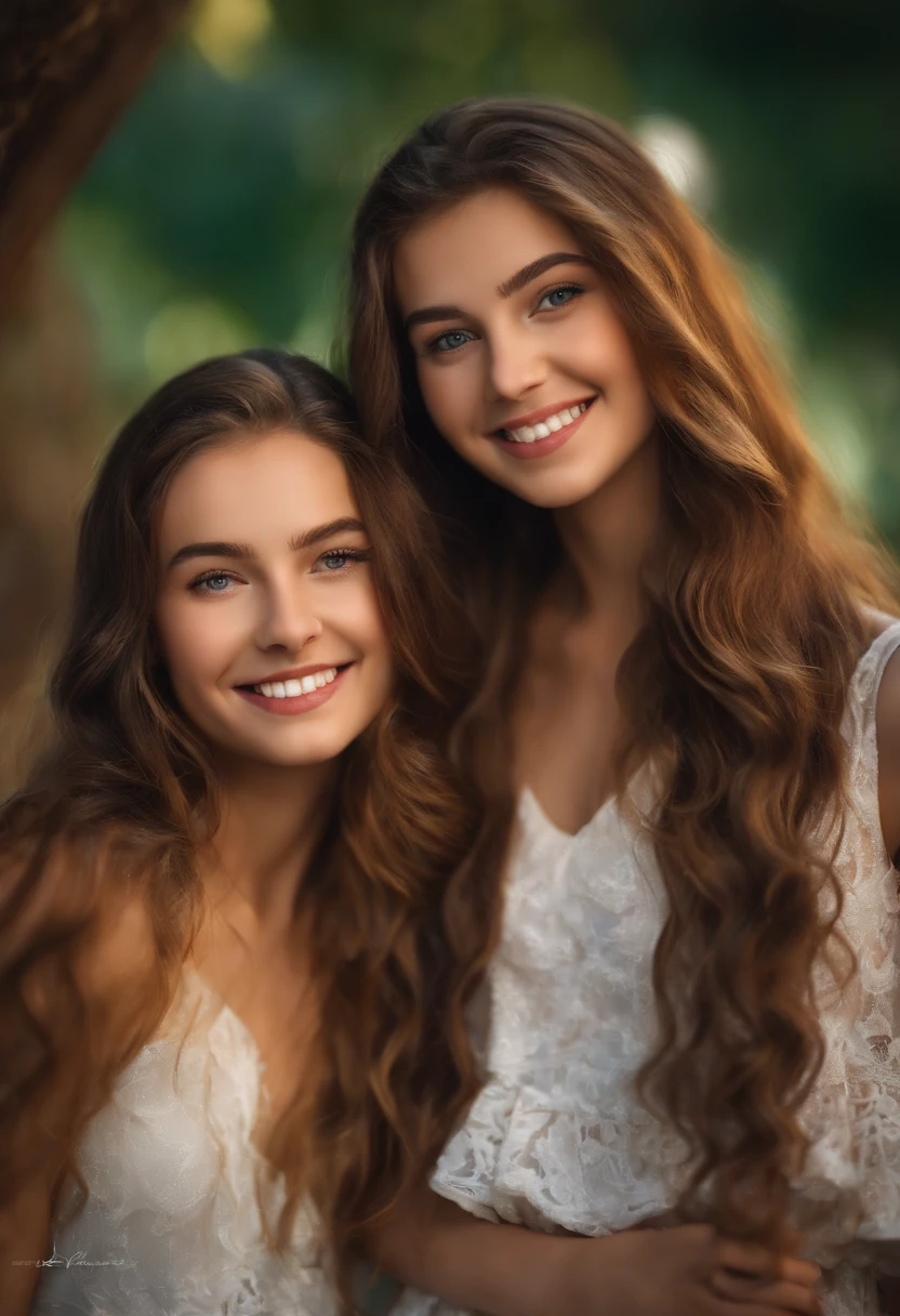 ((( 2 girls, ))) ultra realistic, cute smile, beautiful face, looking down