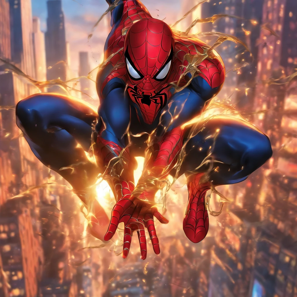 Spider man in dynamics, highly detailed, packed with hidden details, style, high dynamic range, hyper realistic, realistic attention to detail, highly detailed, 32K, intense close - ups, uhd image, realism, colorful realism, --ar 71:121 --s 750 --niji 5