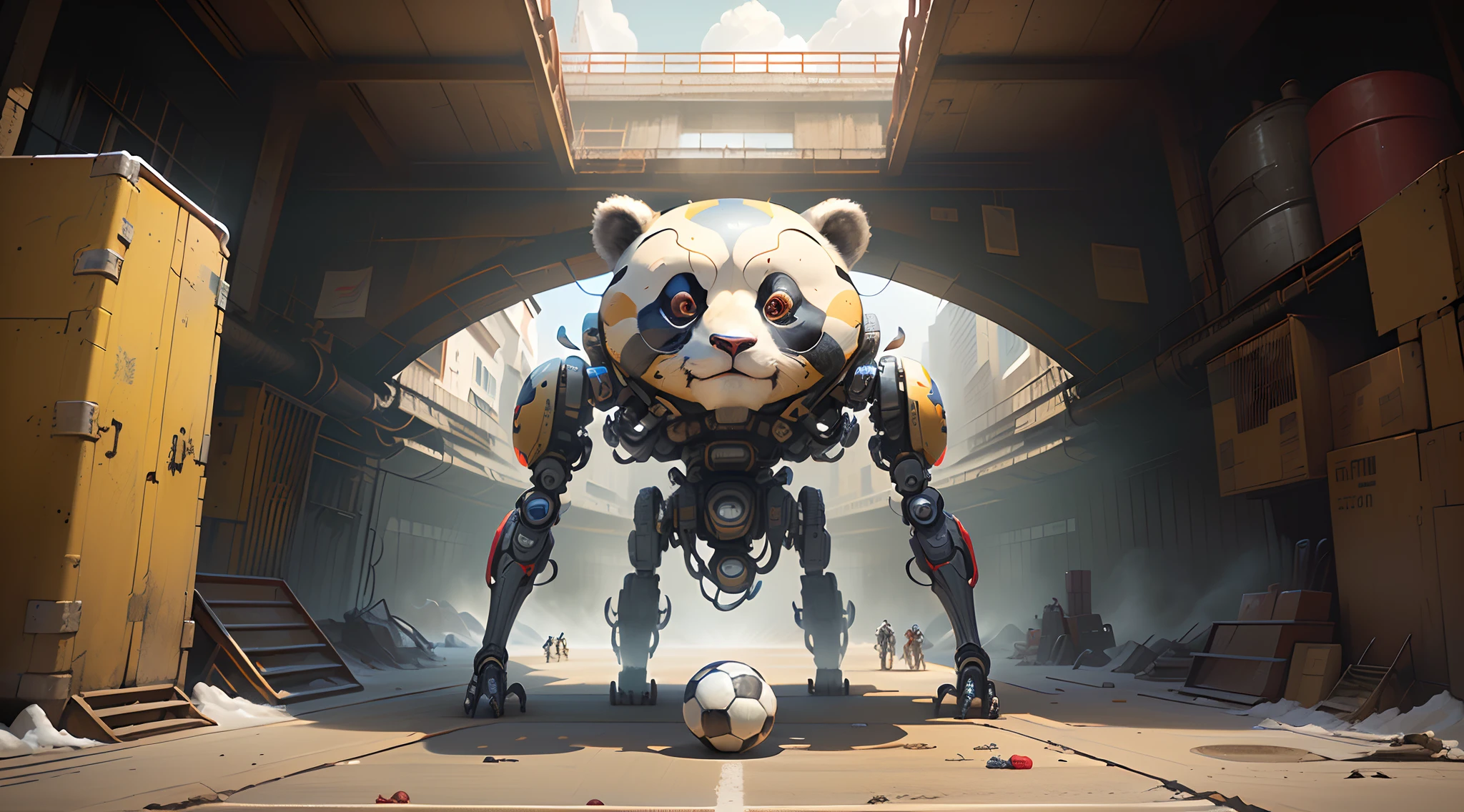Mecha Panda plays soccer,scifi style