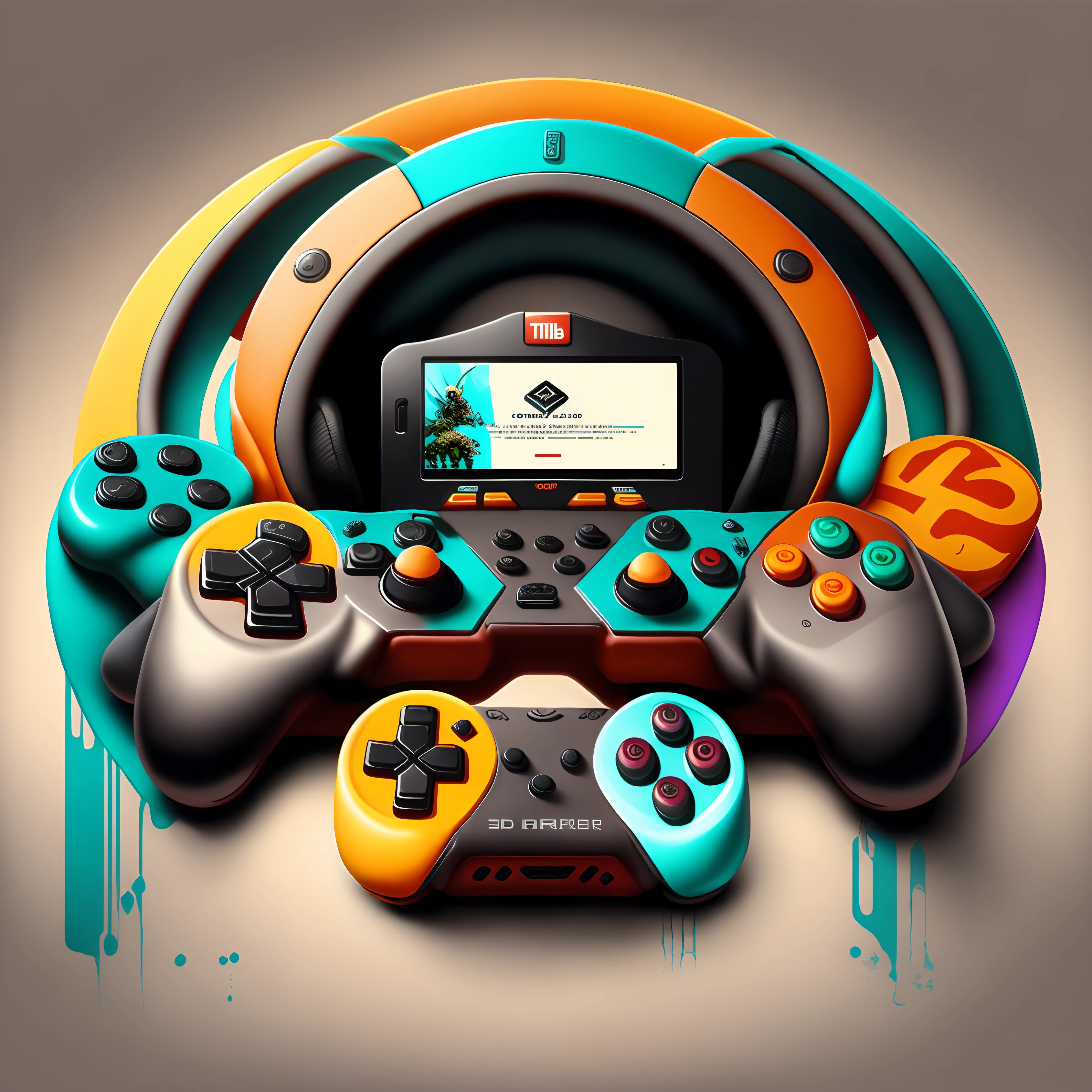 Crie uma arte para um banner de canal do YouTube sobre videogames e que tenha o texto escrito HRDR Gameplay no centro.