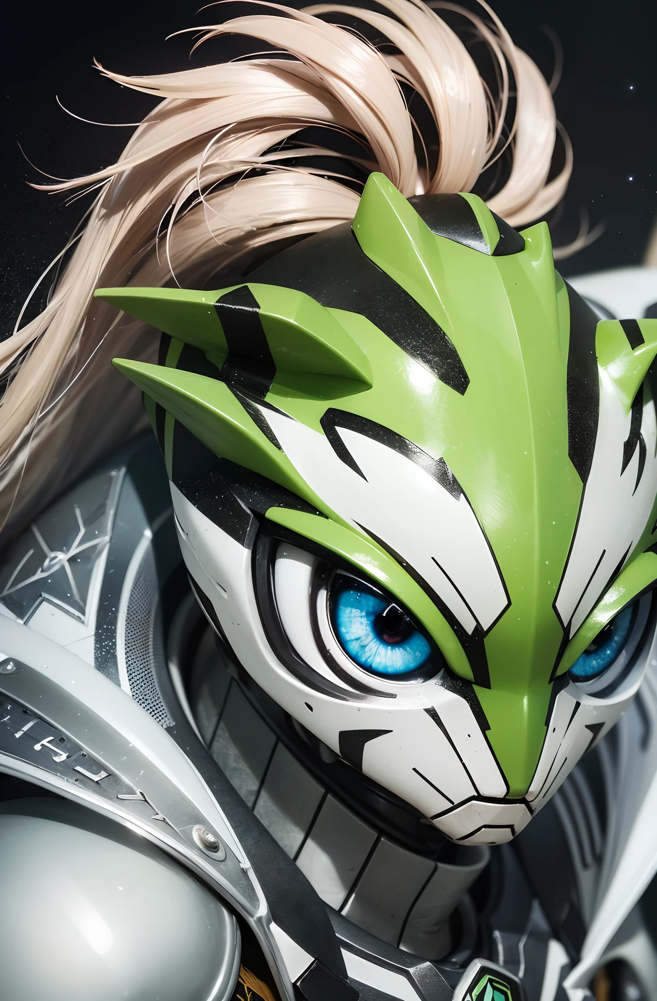 (best quality,4k,8k,highres,masterpiece:1.2),ultra-detailed,realistic,anime,portrait,green,blue(yellow spots),bipedal frog,hero armor,long mohawk,fine texture,sharp focus,bright colors,white cape,flowing in the wind,holding a master sword,imposing and confident stance,shadowed background,beautiful and detailed eyes,fierce expression --auto --s2