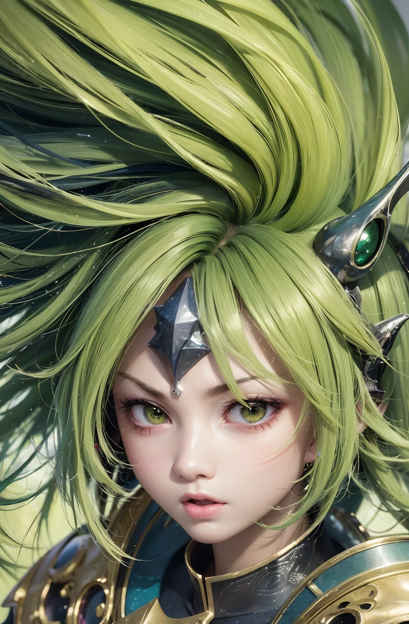 (best quality,4k,8k,highres,masterpiece:1.2),ultra-detailed,realistic,anime,portrait,green,blue(yellow spots),bipedal frog,hero armor,long mohawk,fine texture,sharp focus,bright colors,white cape,flowing in the wind,holding a master sword,imposing and confident stance,shadowed background,beautiful and detailed eyes,fierce expression --auto --s2