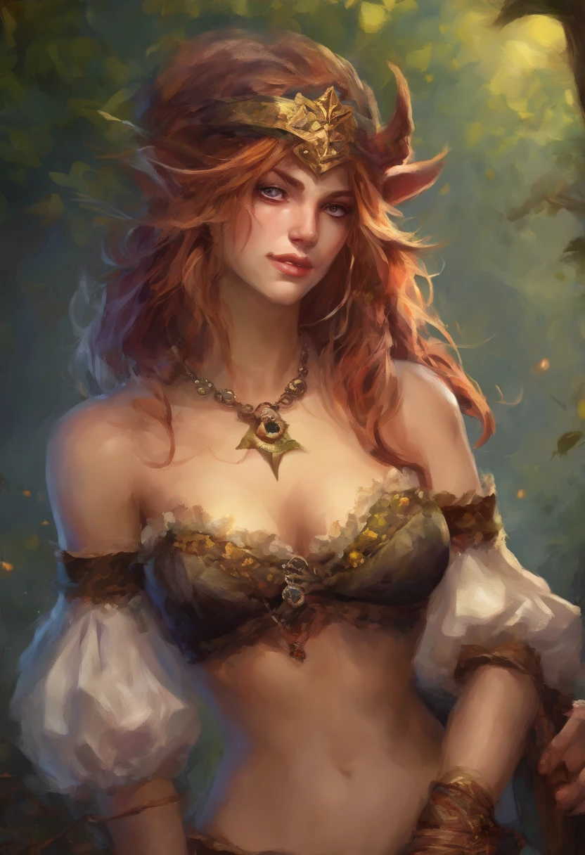 (best quality, realistic:1.37), goblin smoking a cigarette, beautiful body, beautiful breasts, exposed breasts, no shirt, detailed face, alluring eyes, captivating expression, dark atmosphere, dramatic lighting, intense colors, smoky background
