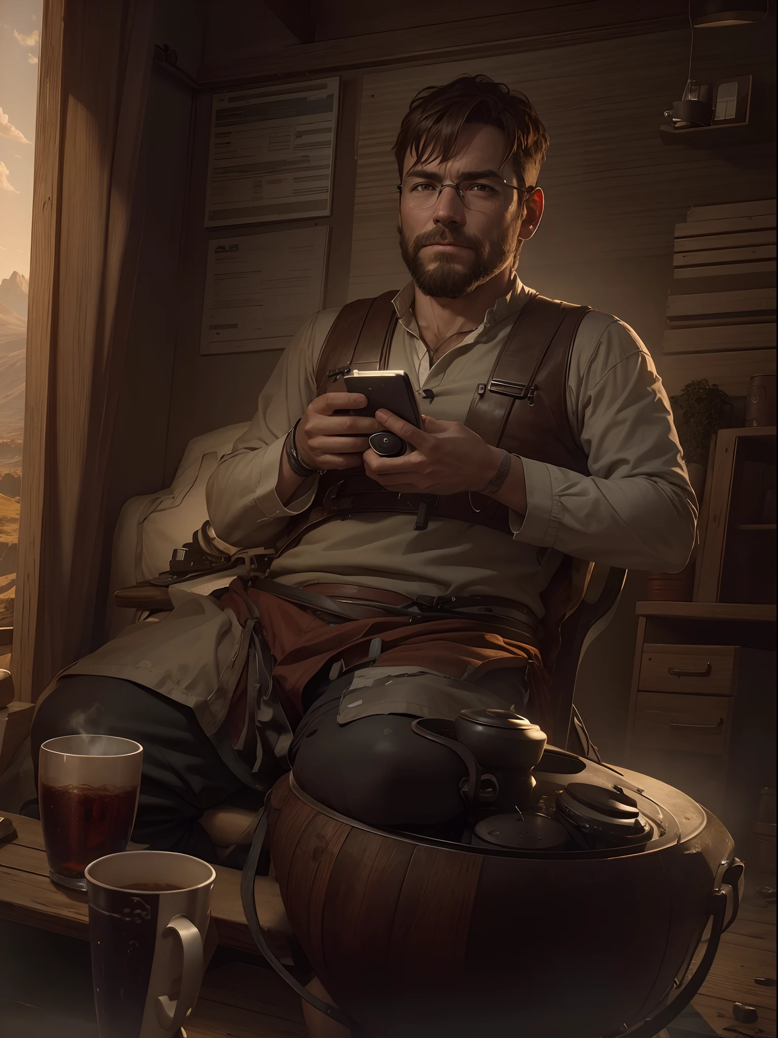 A guy sitting in the valley 8k resolution