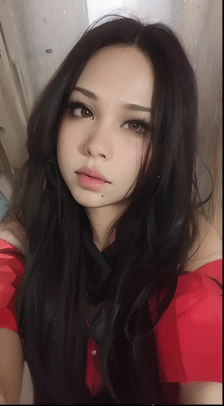 Turn this picture into anime,a mole at the bottom of the lips