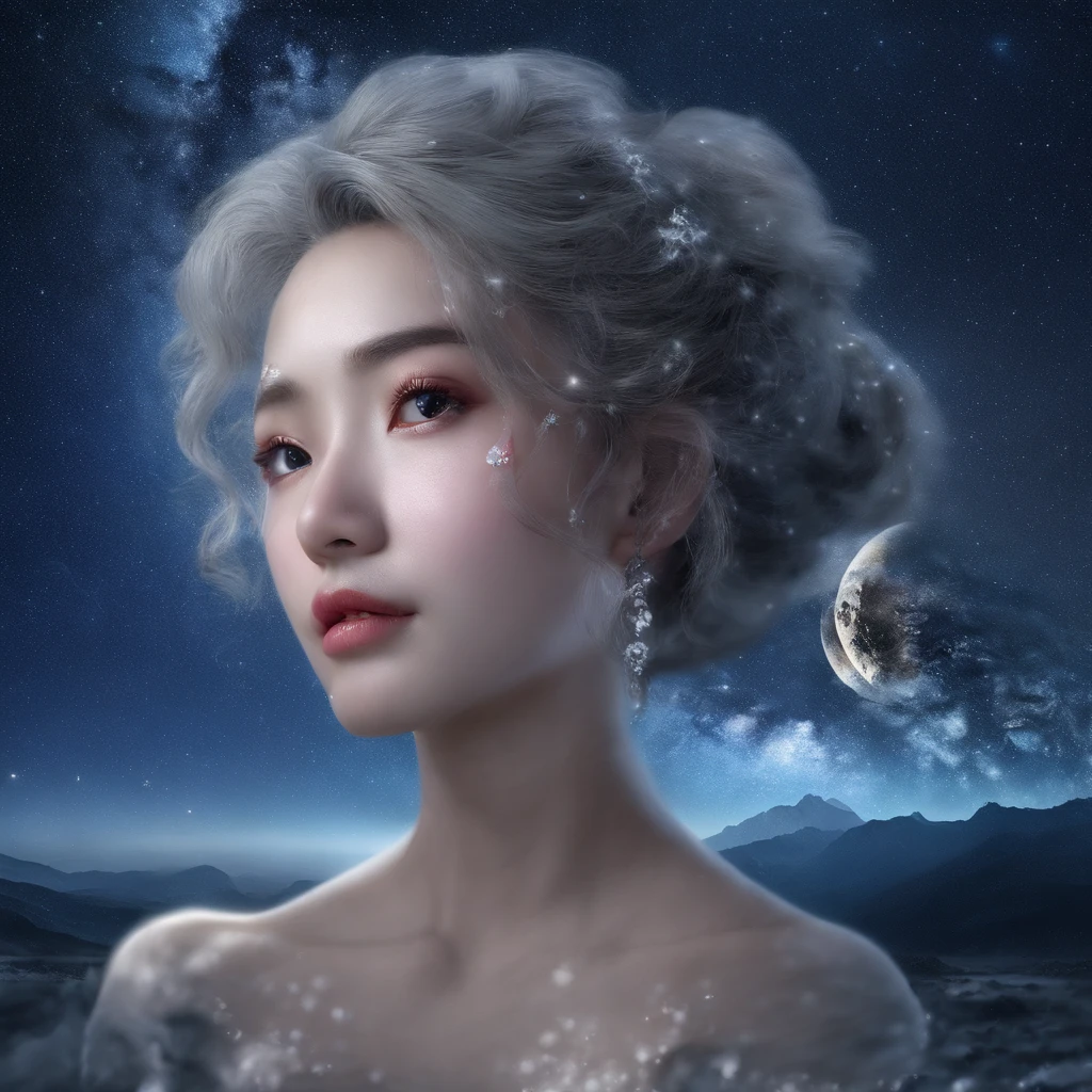 Master Parts、Superior Quality、superior image quality、The 8k quality、、Beautiful pictures of the starry sky、magnifica、Arched Milky Way:1.9、Blue Sea、shooting stars:1.9, Mount Everest:1.9