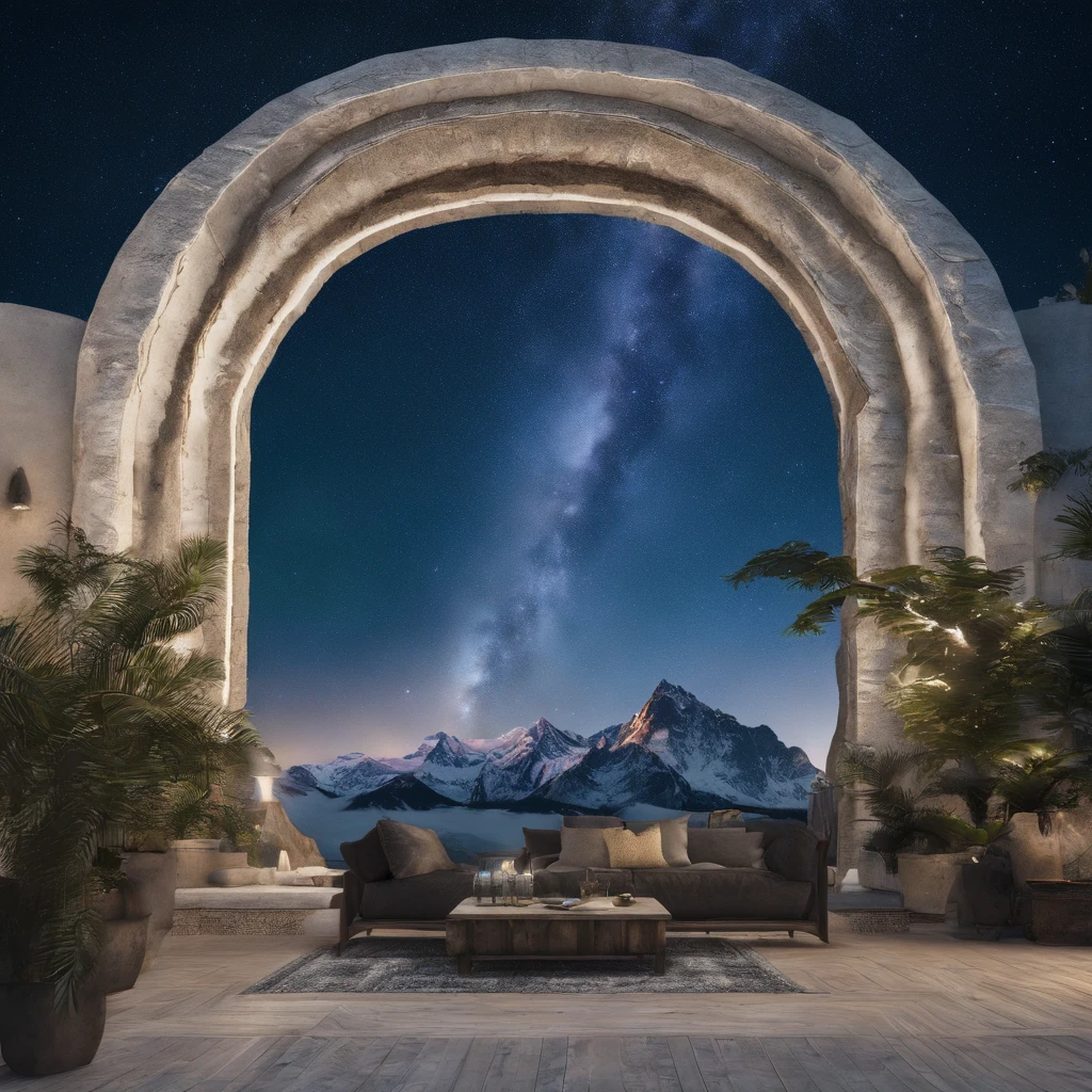Master Parts、Superior Quality、superior image quality、The 8k quality、、Beautiful pictures of the starry sky、magnifica、Arched Milky Way:1.9、Blue Sea、shooting stars:1.9, Mount Everest:1.9