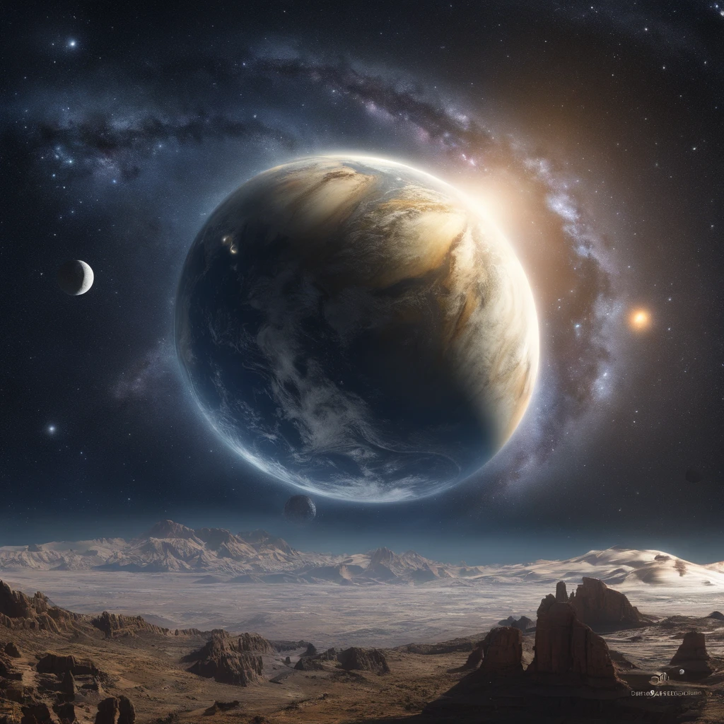 Master Parts、Superior Quality、superior image quality、The 8k quality、Beautiful pictures of the starry sky、magnifica、Arched Milky Way:1.25、Alafed view of Earth from Saturn:1.9