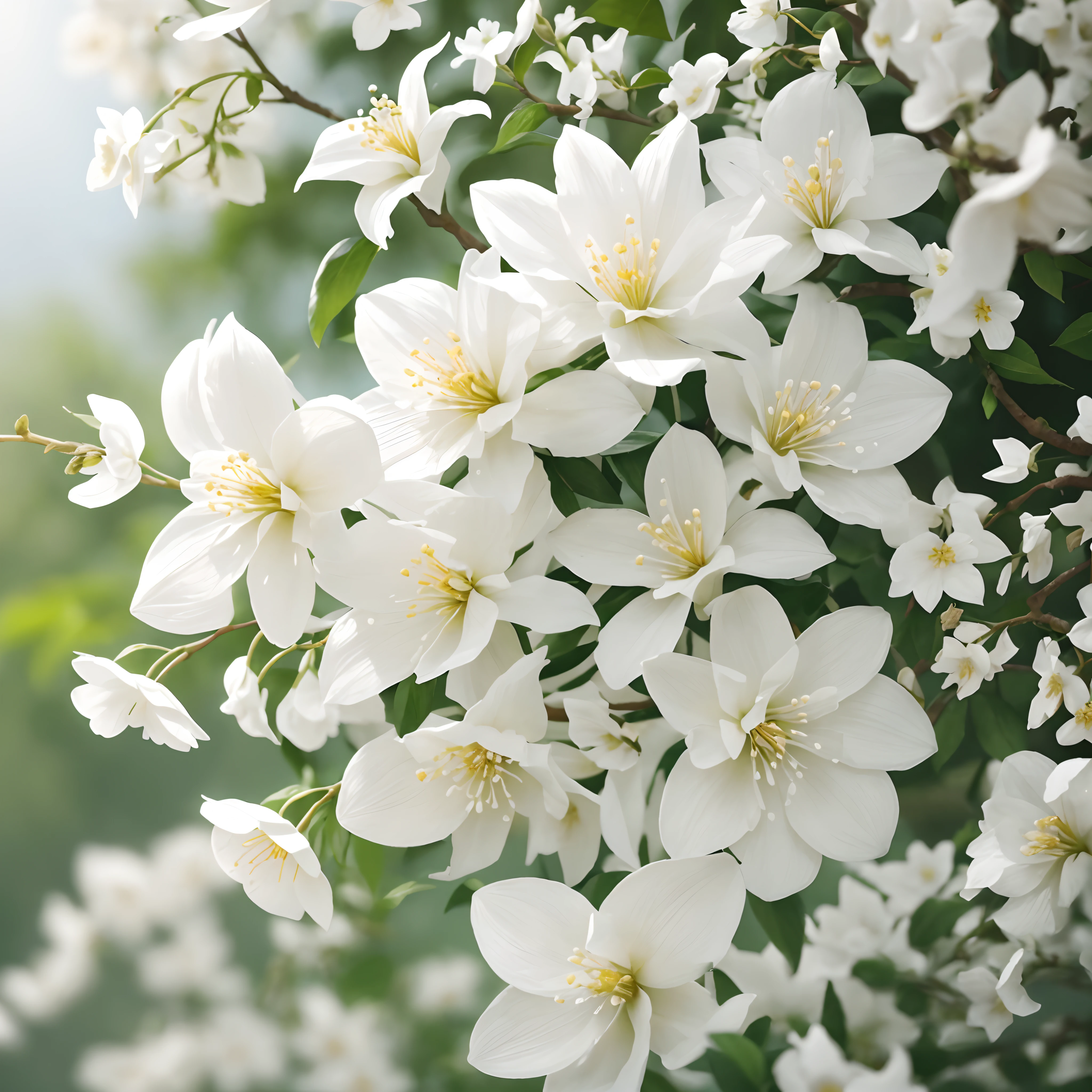 there is a white flower hanging from a tree in the sun, white flowers, fragrant plants, extremely beautiful and ethereal, white blossoms, flowering vines, very beautiful photo, ethereal white dripping tar, the most beautiful scene, incredibly beautiful, jasmine, white flower, stunningly beautiful, elegant high quality, with a long white, soft and intricate, ❤🔥🍄🌪