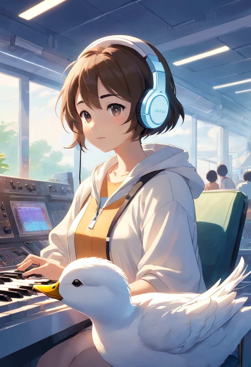Masterpiece White Duck with headphones, fatness