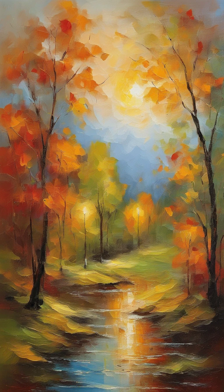 masterpiece、top-quality、morning、stroll。pup、autum、floating in sky、a closeup、with light glowing、Happiness、Fresh morning sunshine、(Spark:0.7) 、stroll、landscapes