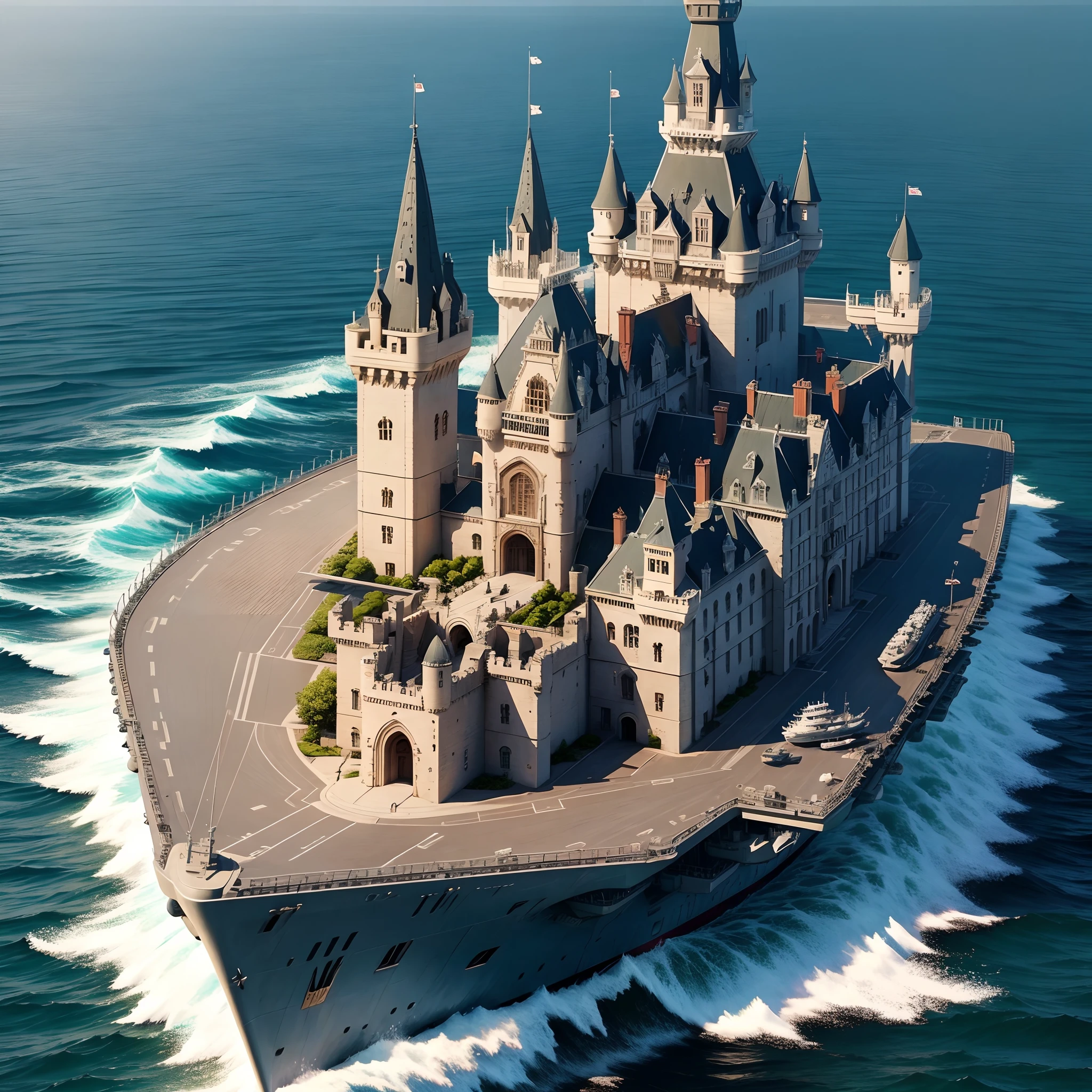 Castle on an aircraft carrier, masterpiece, super detail, best quality