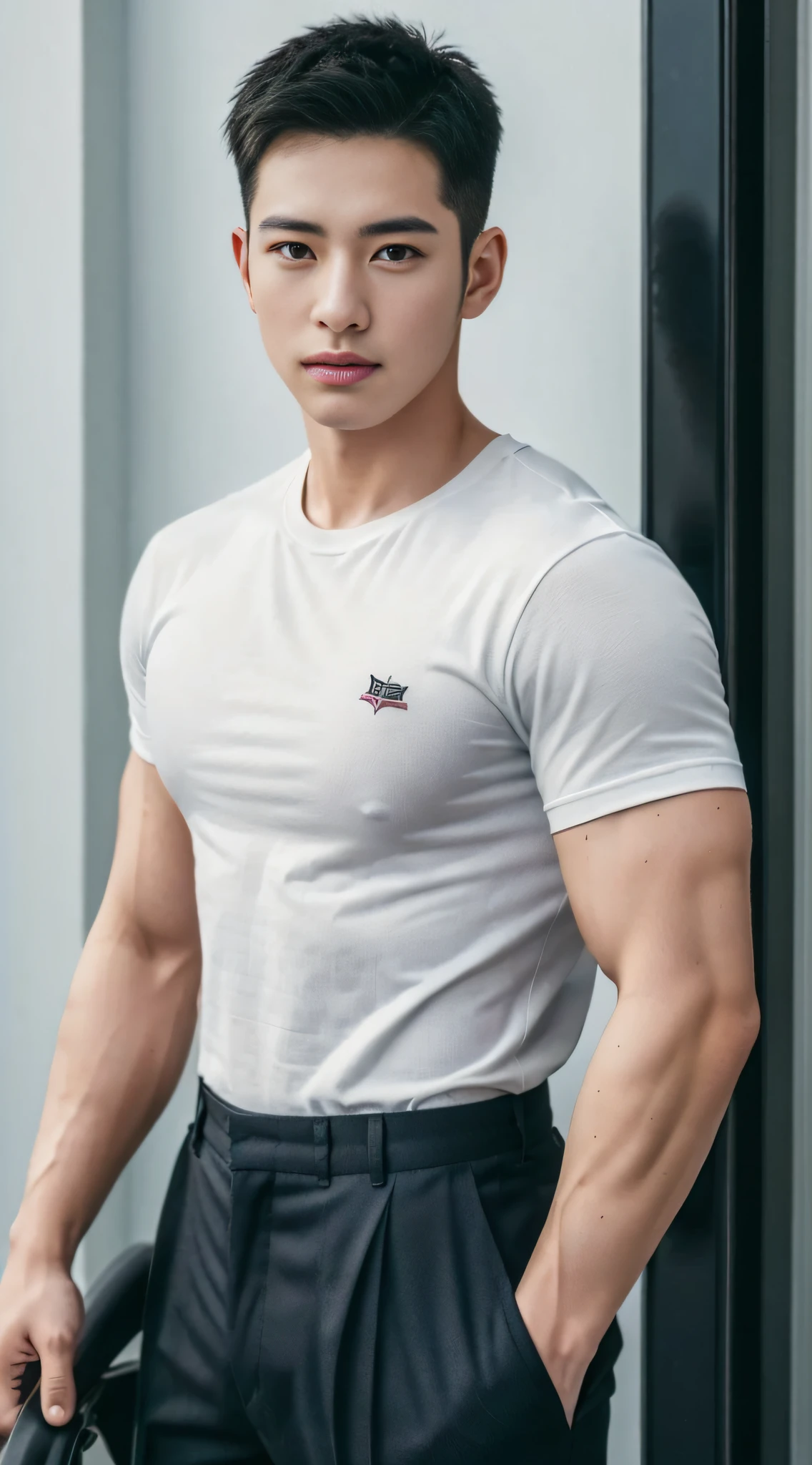 Best quality , Handsome, Military youth, fireman,exteriors,fire truck
