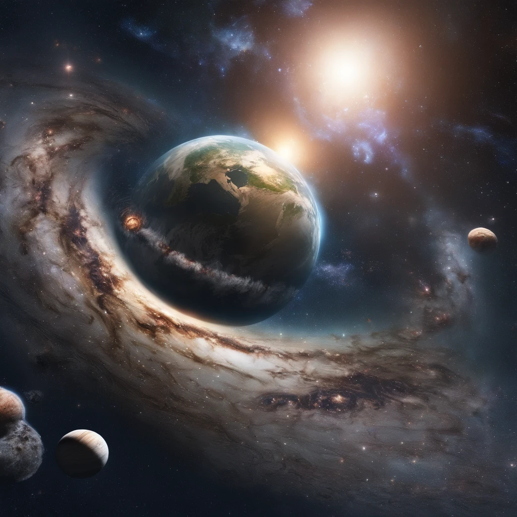 Master Parts、Superior Quality、superior image quality、The 8k quality、Beautiful pictures of the starry sky、magnifica、Arched Milky Way:1.25、Alafed view of Earth from Saturn:1.9