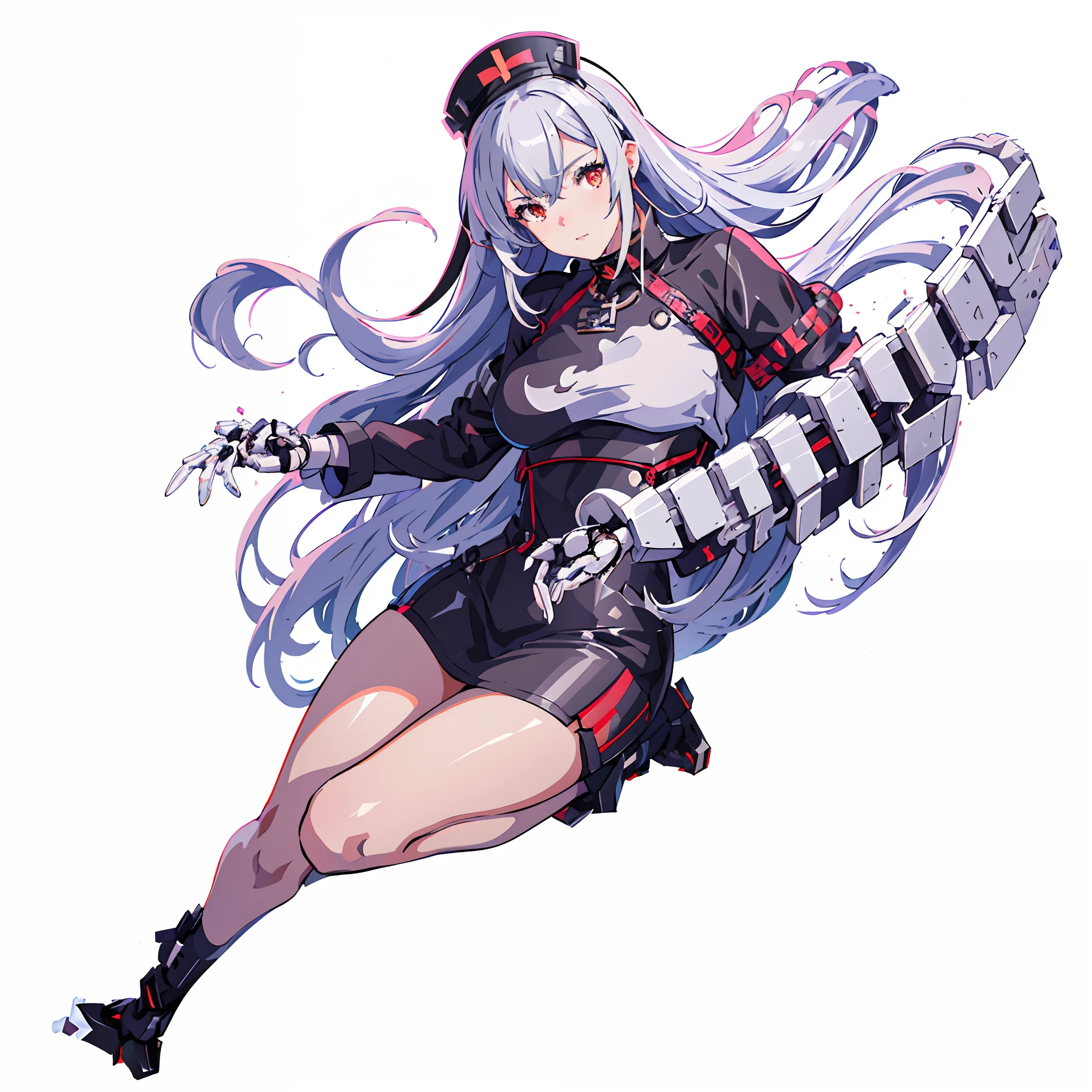 Anime girl with long hair and black and white costume, from the azur lane videogame, azur lane style, characters from azur lane, Kantai Collection Style, from girls frontline, Official Character Art, cushart krenz key art feminine, cyborg - girl with silver hair, biomechanical oppai, render of april, Ayaka Genshin Impact