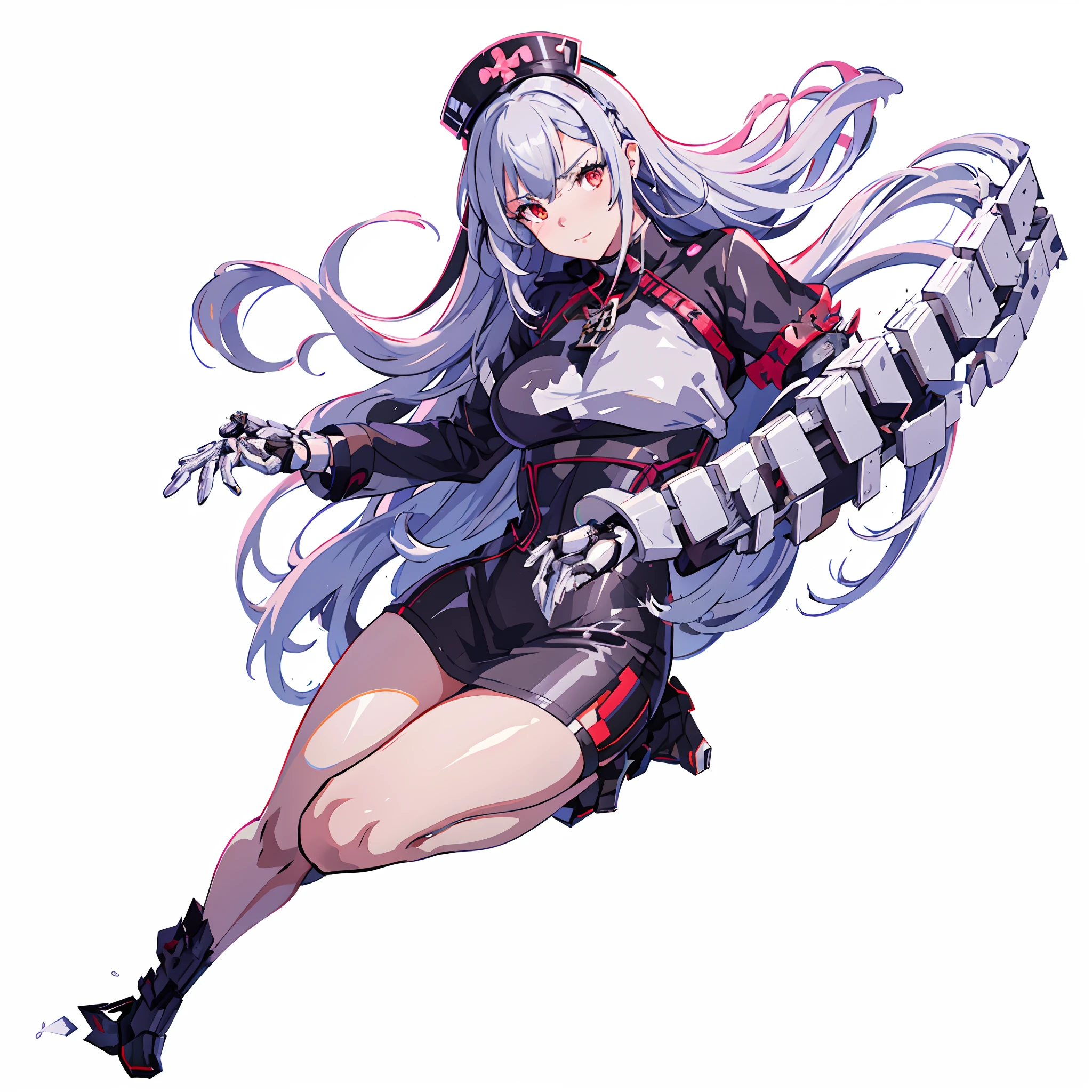 Anime girl with long hair and black and white costume, from the azur lane videogame, azur lane style, characters from azur lane, Kantai Collection Style, from girls frontline, Official Character Art, cushart krenz key art feminine, cyborg - girl with silver hair, biomechanical oppai, render of april, Ayaka Genshin Impact