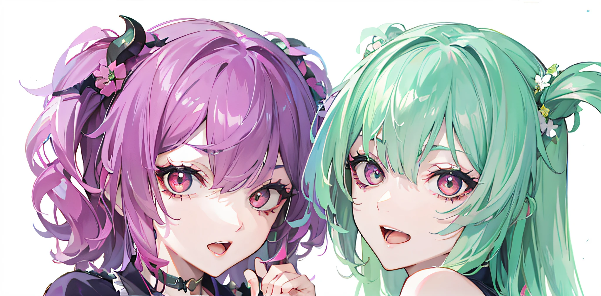 two succubus,A flattering look,Distinct hair,complaisant,Succubus face,Orgasmic face