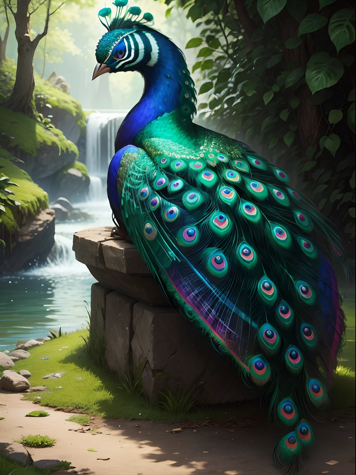 Nature background, peacock, ultra HD, realistic, multi colour