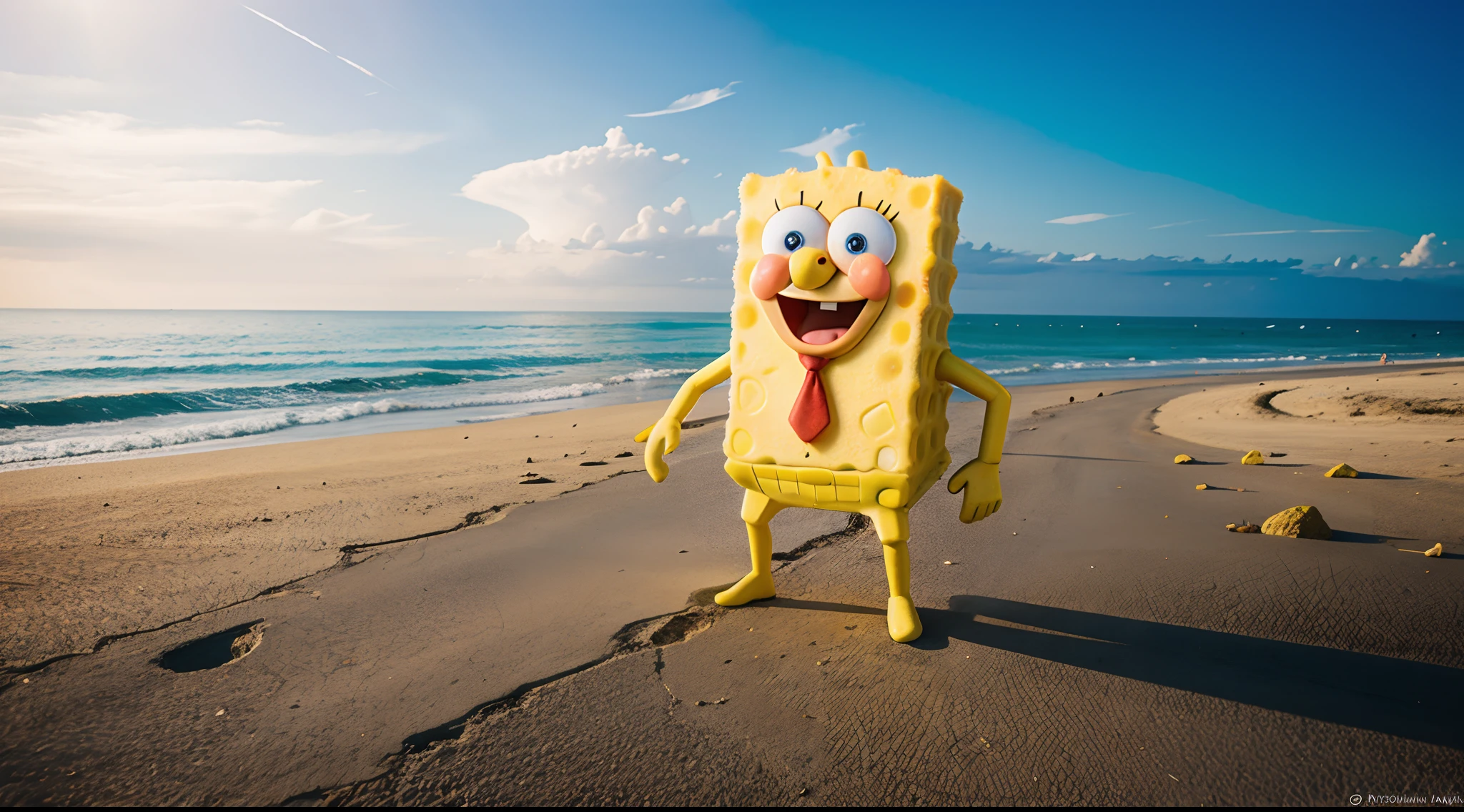 RAW Photo, DSLR BREAK (kkw-ph1:0.9) BREAK half body portrait of spongebob squarepants, photorealsitic