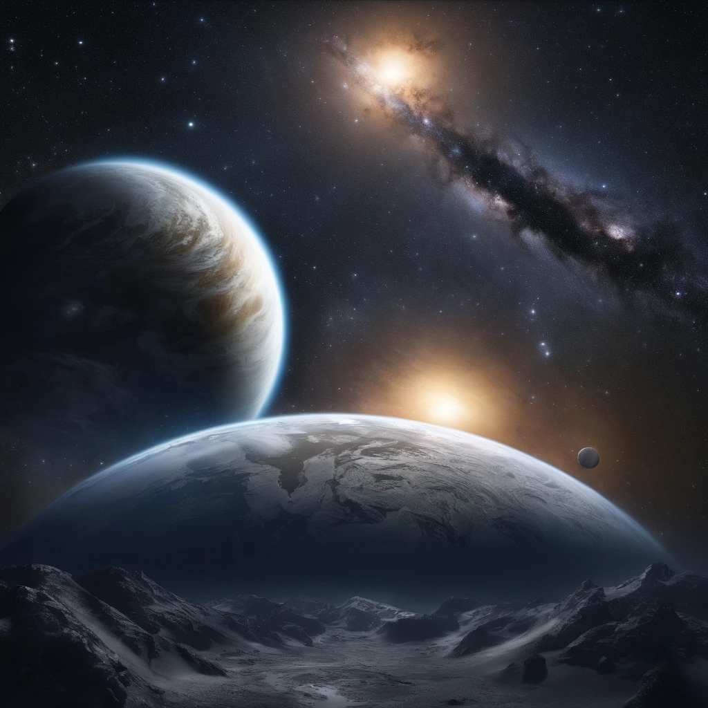 Master Parts、Superior Quality、superior image quality、The 8k quality、Beautiful pictures of the starry sky、magnifica、Arched Milky Way:1.25、Alafed view of Earth from Saturn:1.9