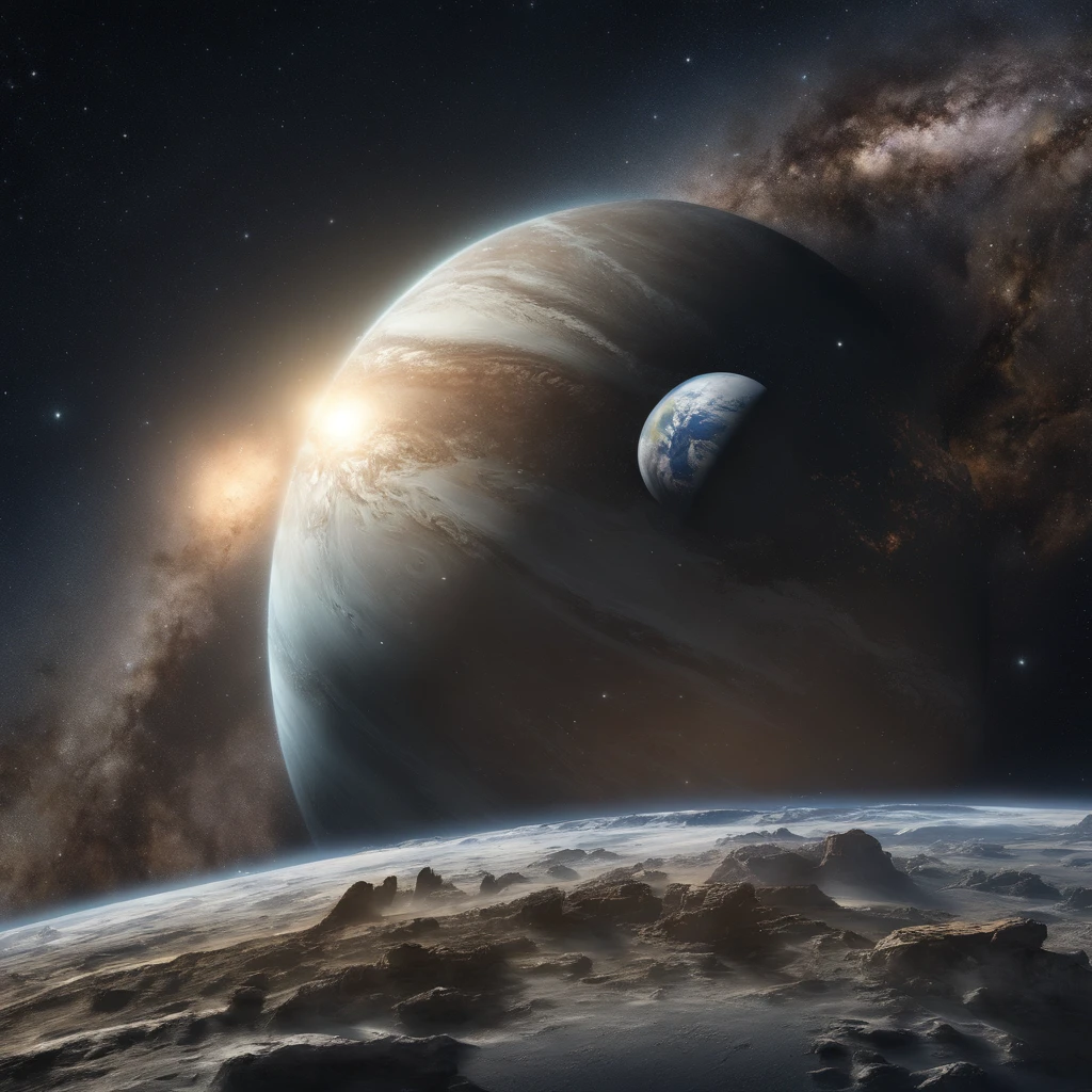 Master Parts、Superior Quality、superior image quality、The 8k quality、Beautiful pictures of the starry sky、magnifica、Arched Milky Way:1.25、Alafed view of Earth from Saturn:1.9