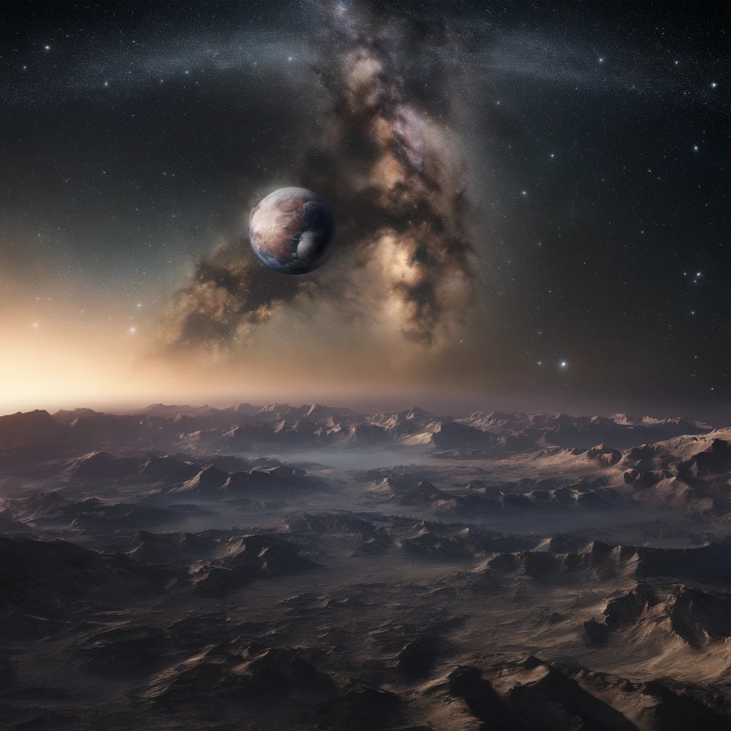 Master Parts、Superior Quality、superior image quality、The 8k quality、Beautiful pictures of the starry sky、magnifica、Arched Milky Way:1.25、Alafed view of Earth from Saturn:1.9