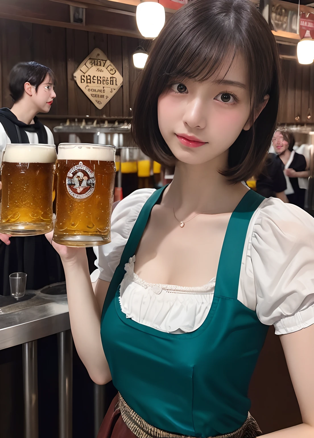 (delicate illustration:1.3),(masterpiece:1.0), (best quality:1.4), (ultra highres:1.2), (photorealistic:1.5), (cinematic),high contrast, bokeh, (hdr:1.4), dramatic lighting, sidelighting, (8k, RAW photo:1.2), (sharp focus:1.3), (((full body))),(film gain:0.9), (vhsbvideo:0.8), (analog film photography:0.8), lomography, HOLGA, HOLGA DIGITAL, BANZART ZIEGEL, Lomo LC-A 120, EKTACHROME E100,view from side,
break,
(23yo:1.4),(((1girl , bustling beer half))),(wearing detailed dirndl, apron :1.3),((brown contacts, sweaty colored skin)) ,huge breast, cleavage, open mouth, bangs:1.5,airly wavy short bob cut, messy hair,woman, socks, pumps,
break,
((background is detailed beer hall in oktoberfest, crouded, autumn)),round face, (),no-makeup,beautiful detailed eyes, tareme, (small eyes),thin_eyebrows,(face focus), slim, slender waist, thin leg, converse sneakers, (japanese famous actress),(cute), (beautiful),eye bags,