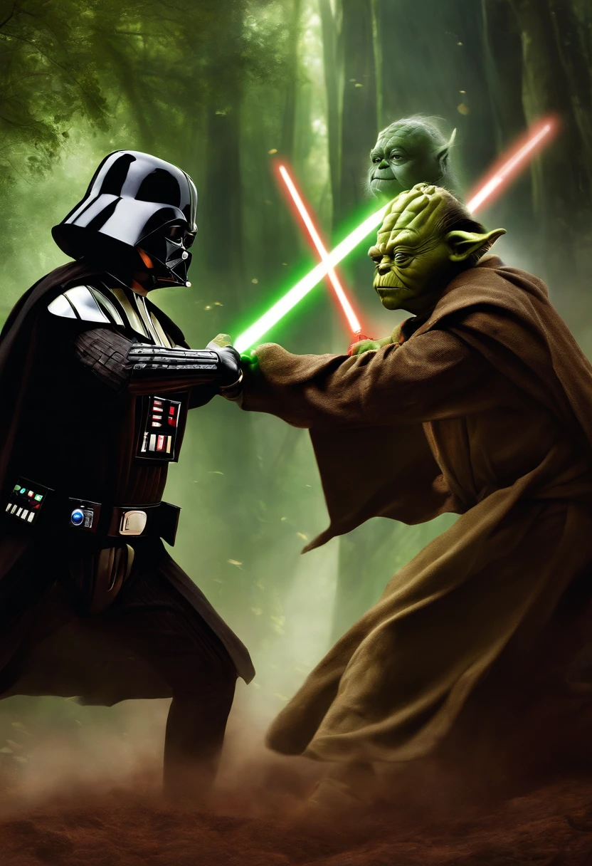 Star Wars dard Vader fight yoda