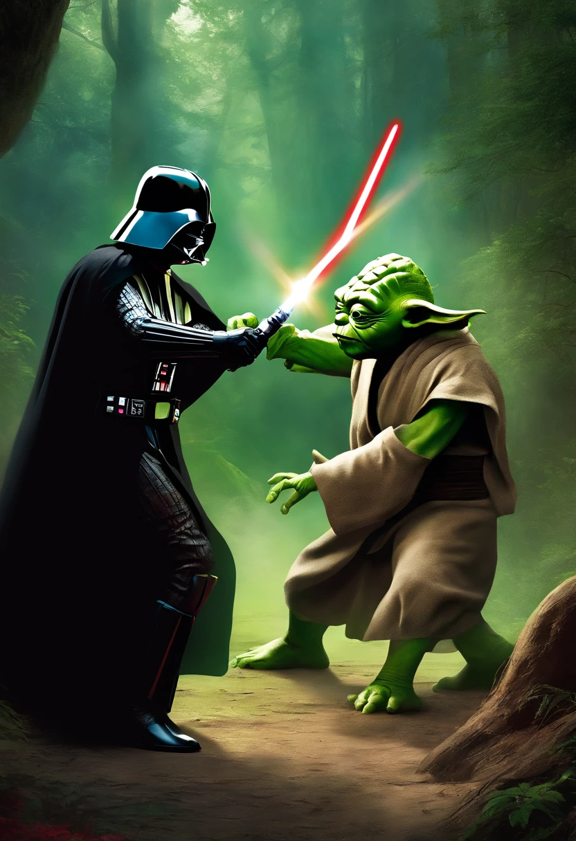 Star Wars dard Vader fight yoda