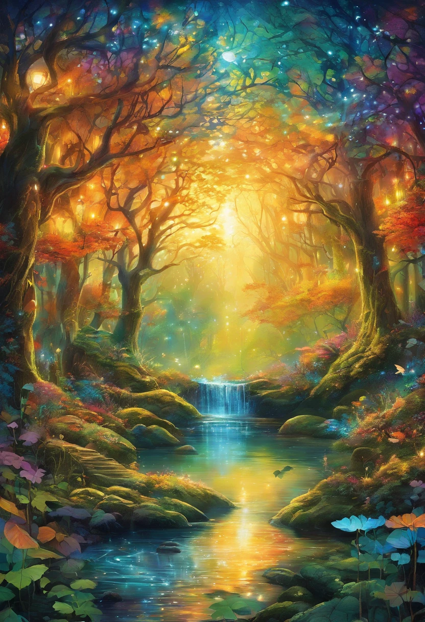 Whimsical forest,autumn colors,fairy goddess,blue glowing spells,fantasy colors,enchanted trees,sparkling mist,magical creatures,ethereal atmosphere,mystical ambiance,magic in the air,enchanted forest floor,magical light rays,twinkling fairy dust,whispering leaves,lush greenery,fairy wings,glowing mushrooms,magical flowers,translucent petals,floating lanterns,glowing fireflies,tranquil pond,majestic waterfall,mythical creatures,harmonious melodies,golden sunlight streaming through tree canopy,charming moss-covered stones,colorful foliage,dreamlike scenery,magical aura,peaceful serenity,whimsical imagination,dancing shadows,magical secrets hidden within the woods