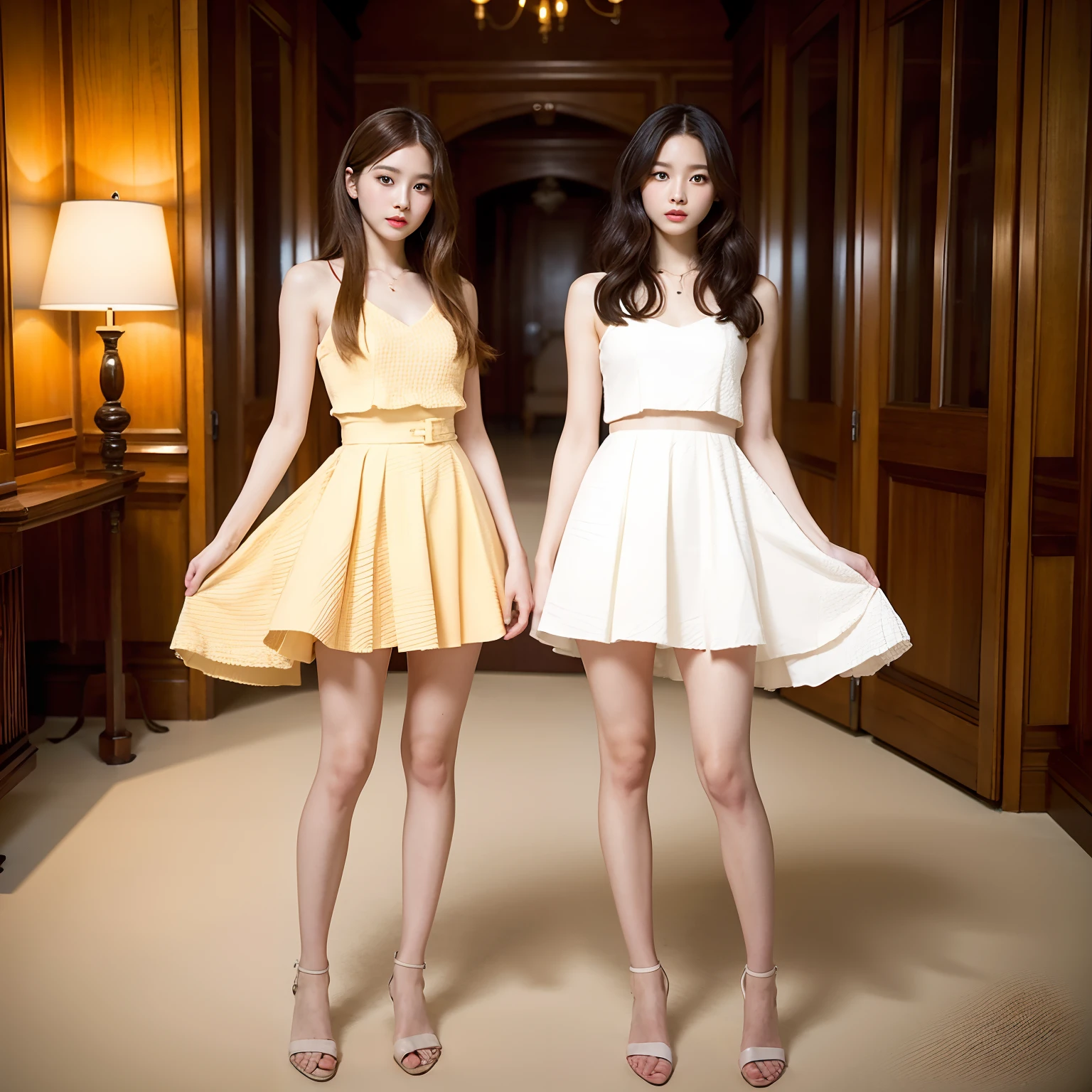 top-quality、masterpiece、超A high resolution、(Photorealsitic:1.4)、2girls、twinsies、full body Esbian