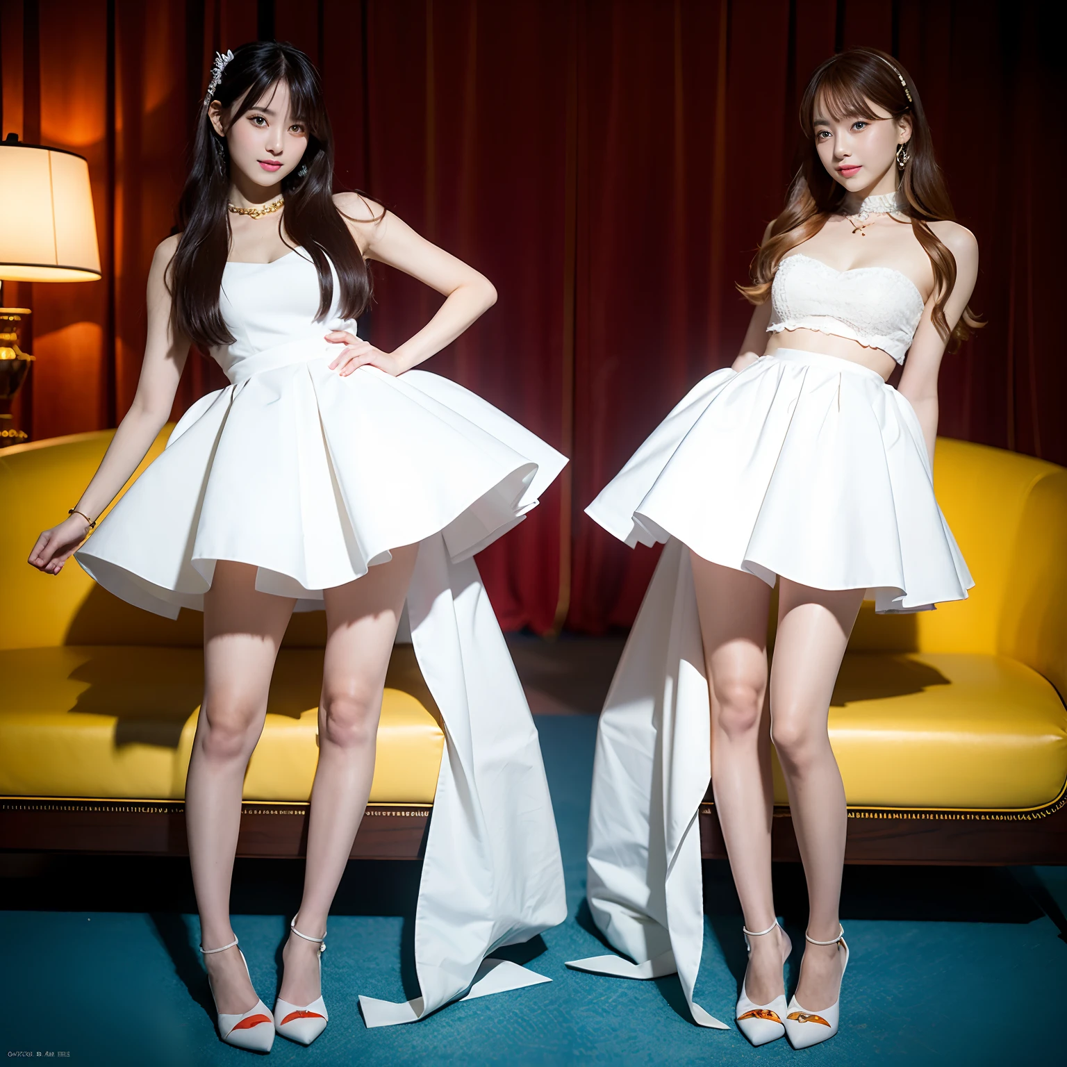 top-quality、masterpiece、超A high resolution、(Photorealsitic:1.4)、2girls、twinsies、full body Esbian
