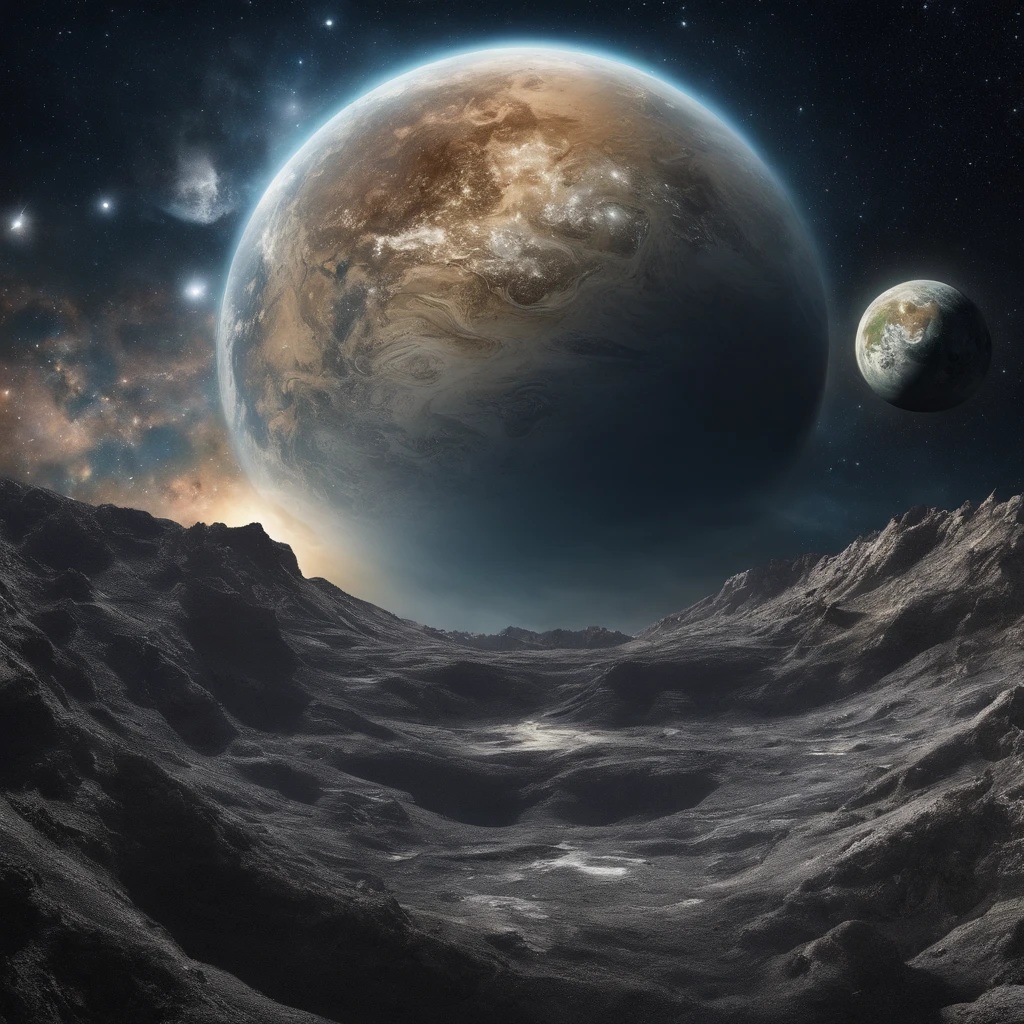 Master parts、Superior quality、Superior image quality、8K quality、Beautiful picture of the starry sky、magnifica、arching milkyway:1.25、Aalfard view of Earth as seen from Saturn:1.9, a moon:1.9