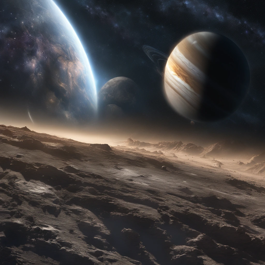 Master Parts、Superior Quality、superior image quality、The 8k quality、Beautiful pictures of the starry sky、magnifica、Arched Milky Way:1.25、Alafed view of Earth from Saturn:1.9
