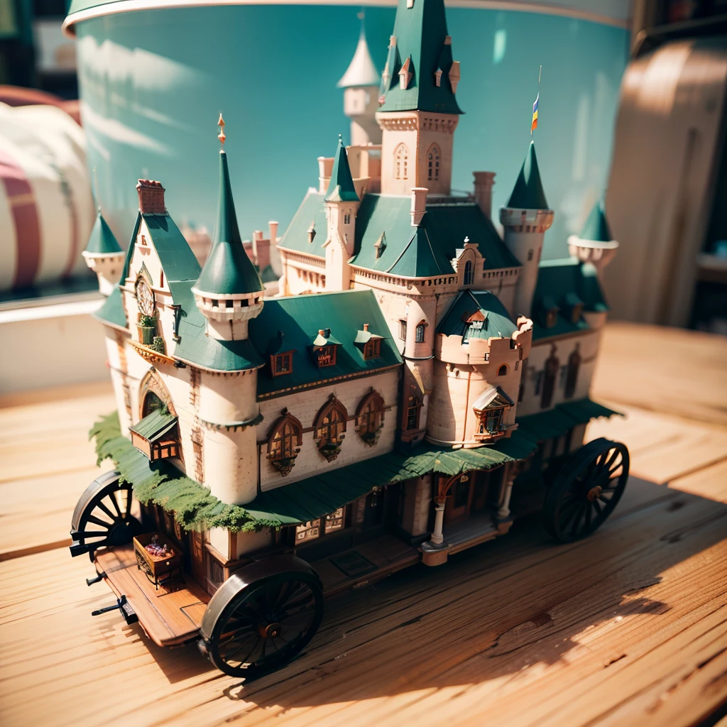 Castle on a trolley, masterpiece, super detail, best quality --auto --s2