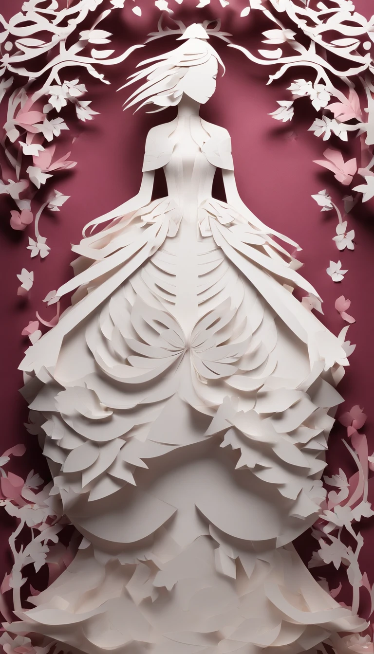 paper art、Colored paper、Colorful girl, shift dresses,long whitr hair, abstract backgrounds、Abstract characters