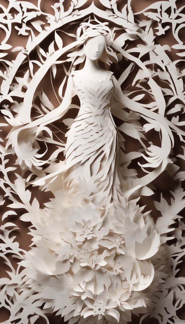 paper art、Colored paper、colorful girl， shift dresses，long whitr hair， abstract backgrounds、Abstract characters