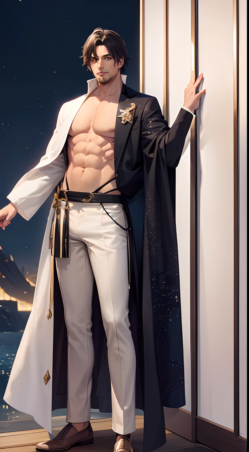 1 male human、35 year old、A tall、Little tan、animesque、full bodyesbian、Fantasy attire