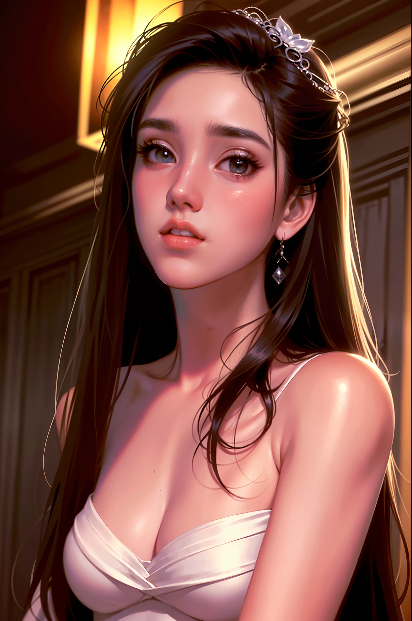 Jennifer Connelly,arurinh,
((blushing)) ((embarassed)) ,
waist up, absurdes,
long straight thin hair, dynamic pose, modelshoot:photoshoot, HD, high contrast, sharp image, masterpiece,
mouth closed, balanced eyes, CG render, small head bone, detailed collar bone,
(Best quality details:1.2),realistic,8K Ultra Detailed,High quality texture,detailed texture,finely detailed,high detail,extremely detailed cg,High quality shadow,beautiful face,Detailed beautiful delicate eyes, DOF, beauiful woman,smaller breast, tall,
blurry background,
black
scruffy
Wedding Dress,