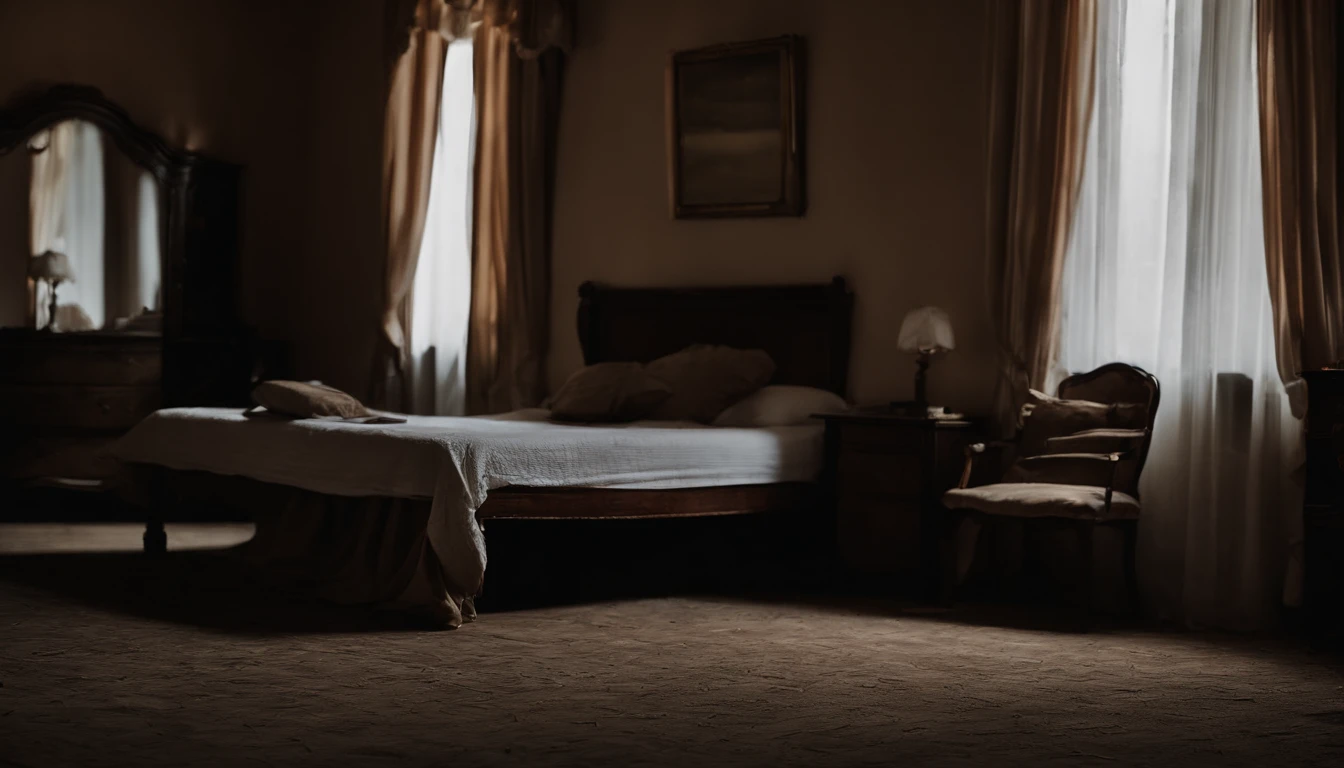 Dark room that is illuminated by a lamp with one of the walls of the room made out of flesh, blood and veins, realistic, realistic lighting, high detail, photo realistic