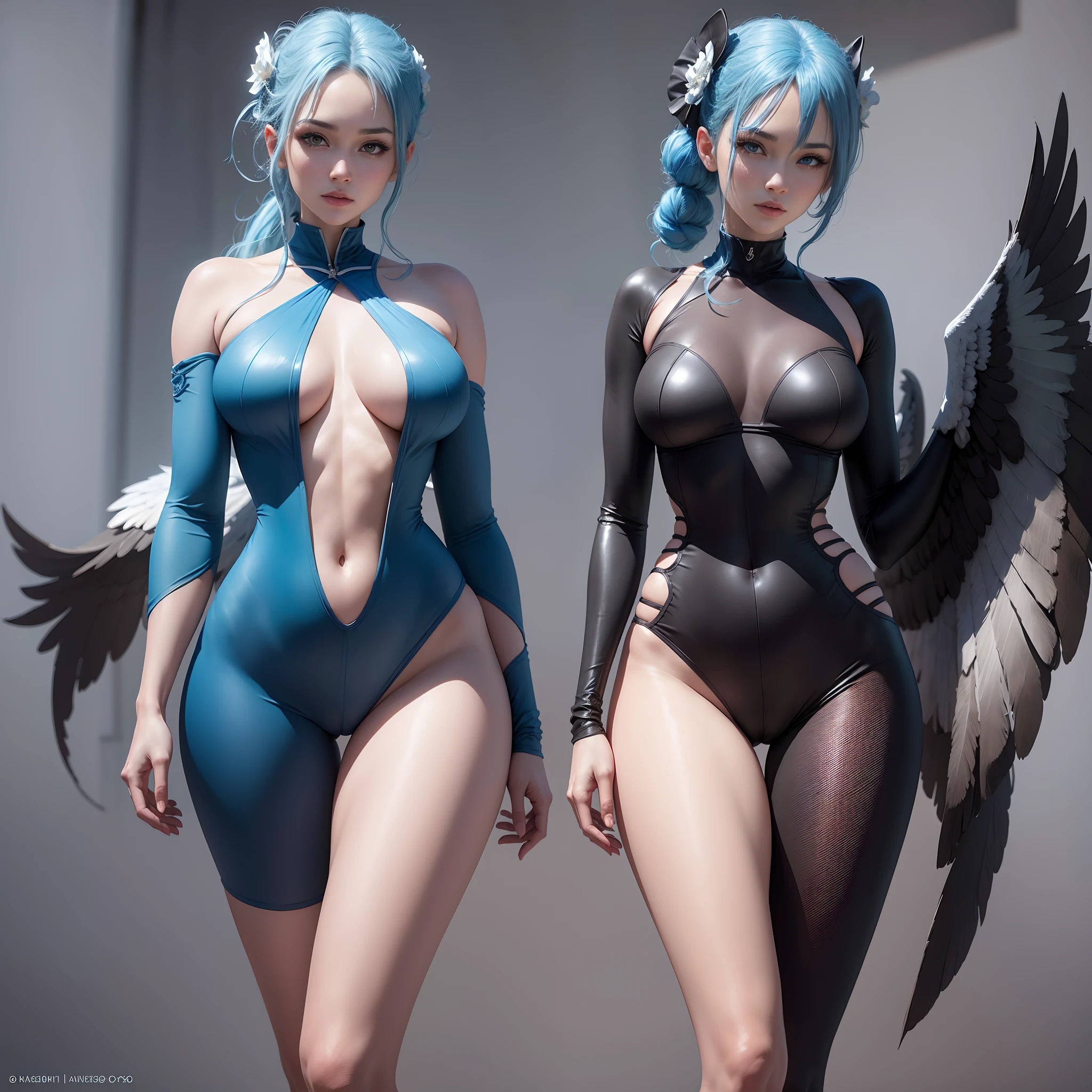 blue hair,hentail realism, shadowing,,character sheets, reference sheet, Standing painting, 8K, Super detail, 1080p, Women's HD,femele, 16k, A high resolution, Best quality, High quality, Anatomically correct, Masterpiece, ccurate, hyper HD,As graceful as a swan,unreal-engine, ssee-through.Tang suit,