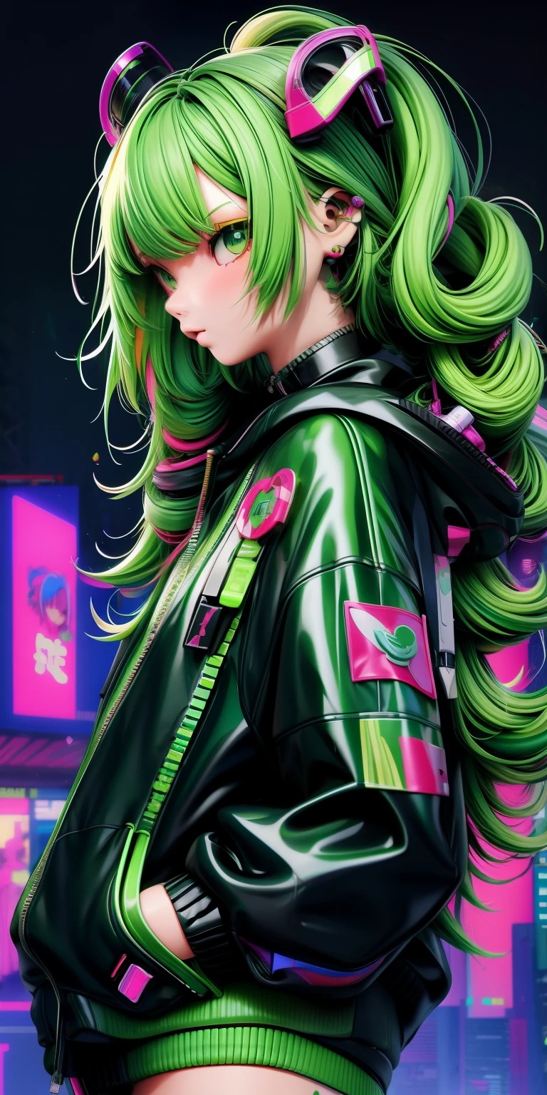 anime girl with green hair, mall background, long curly messy green hair, cyberpunk anime girl in hoodie, cyberpunk anime girl, anime style 4 k, anime cyberpunk art, best anime 4k konachan wallpaper, digital cyberpunk anime art, female cyberpunk anime girl, digital cyberpunk - anime art, cyberpunk anime art, anime cyberpunk, cyberpunk streetwear, cyberpunk art style
