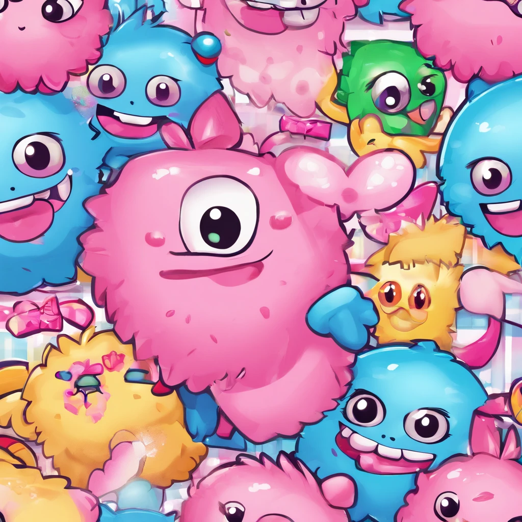 Blown Kiss Monster, pink and sweet, kawaii style, best quality, masterpiece