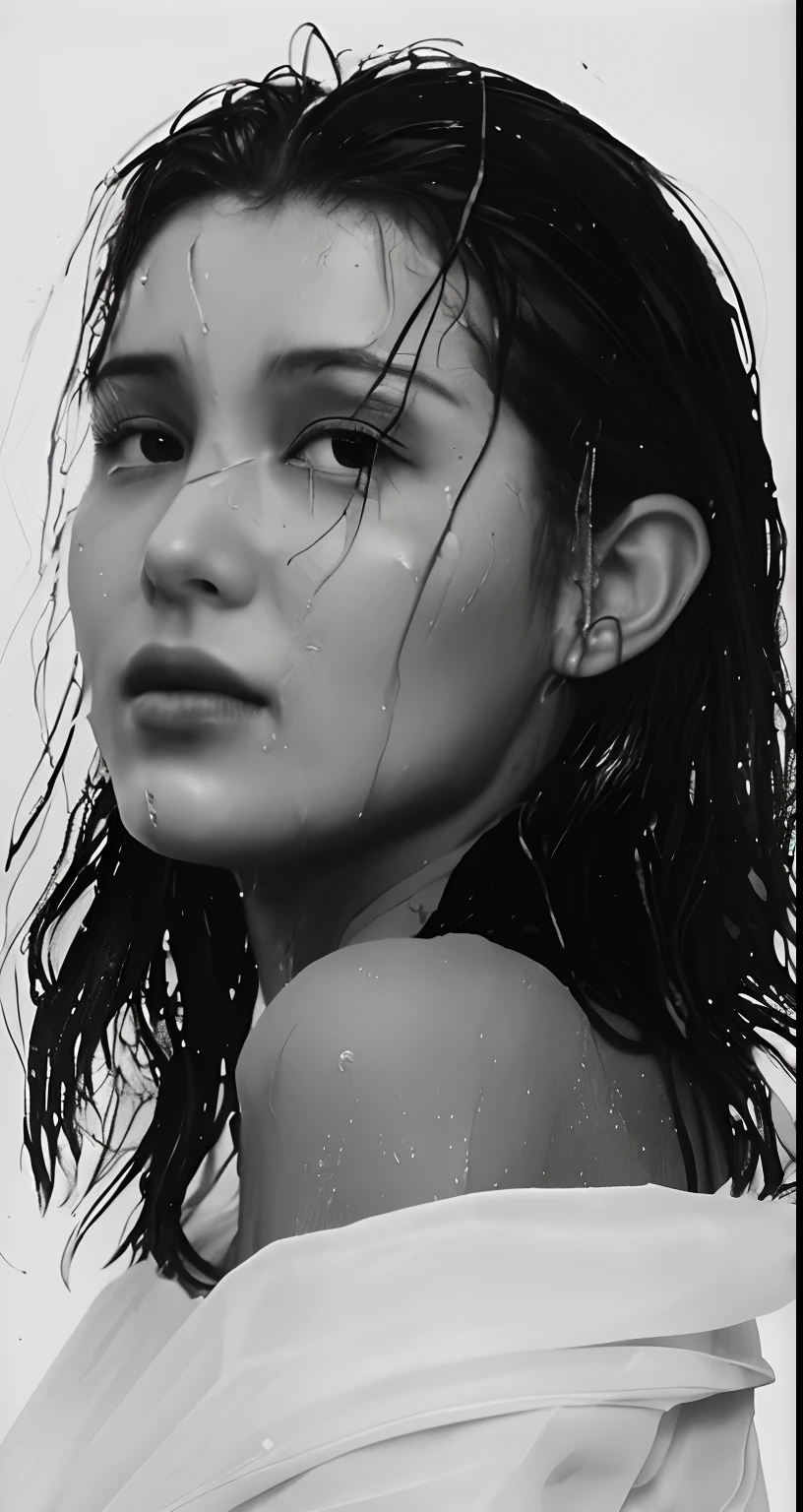 Pretty woman wet with water